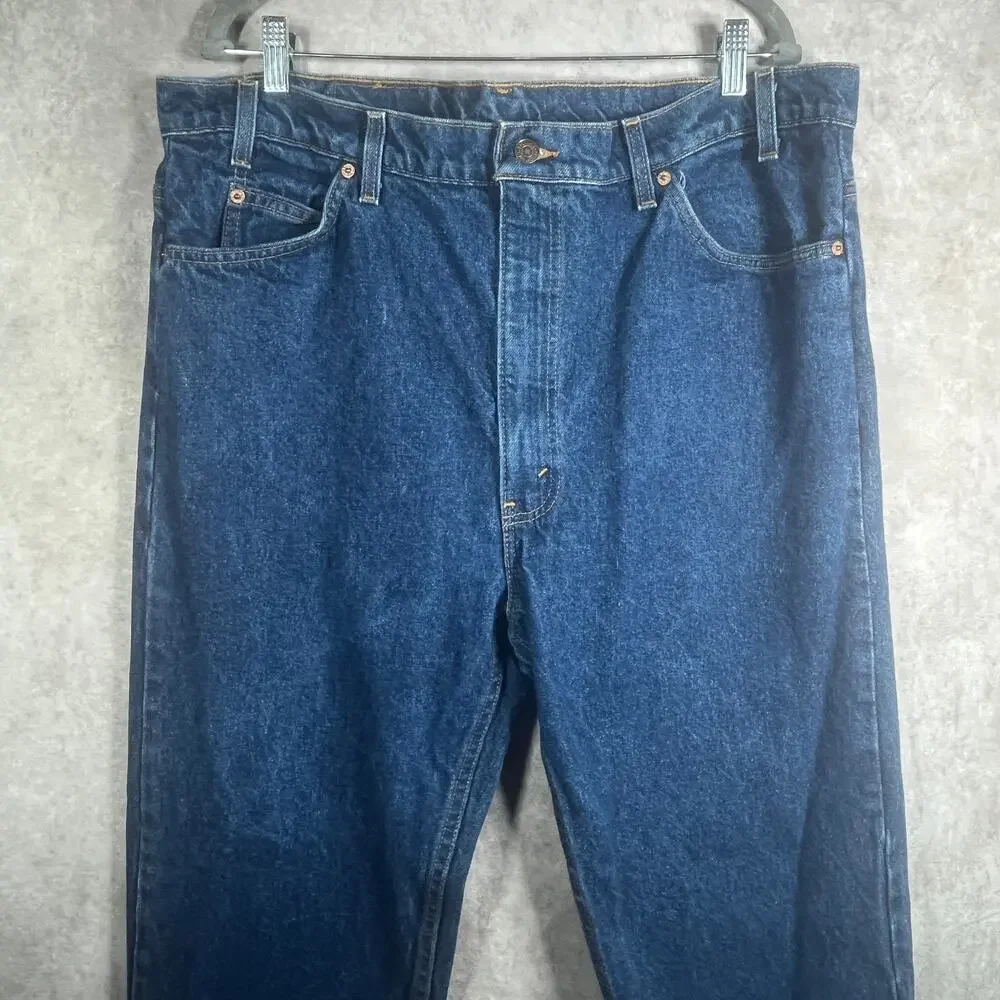 Vintage Levi's 505 Jeans Mens 42X32 Blue Medium Wash Denim Orange Tab‎ Straight